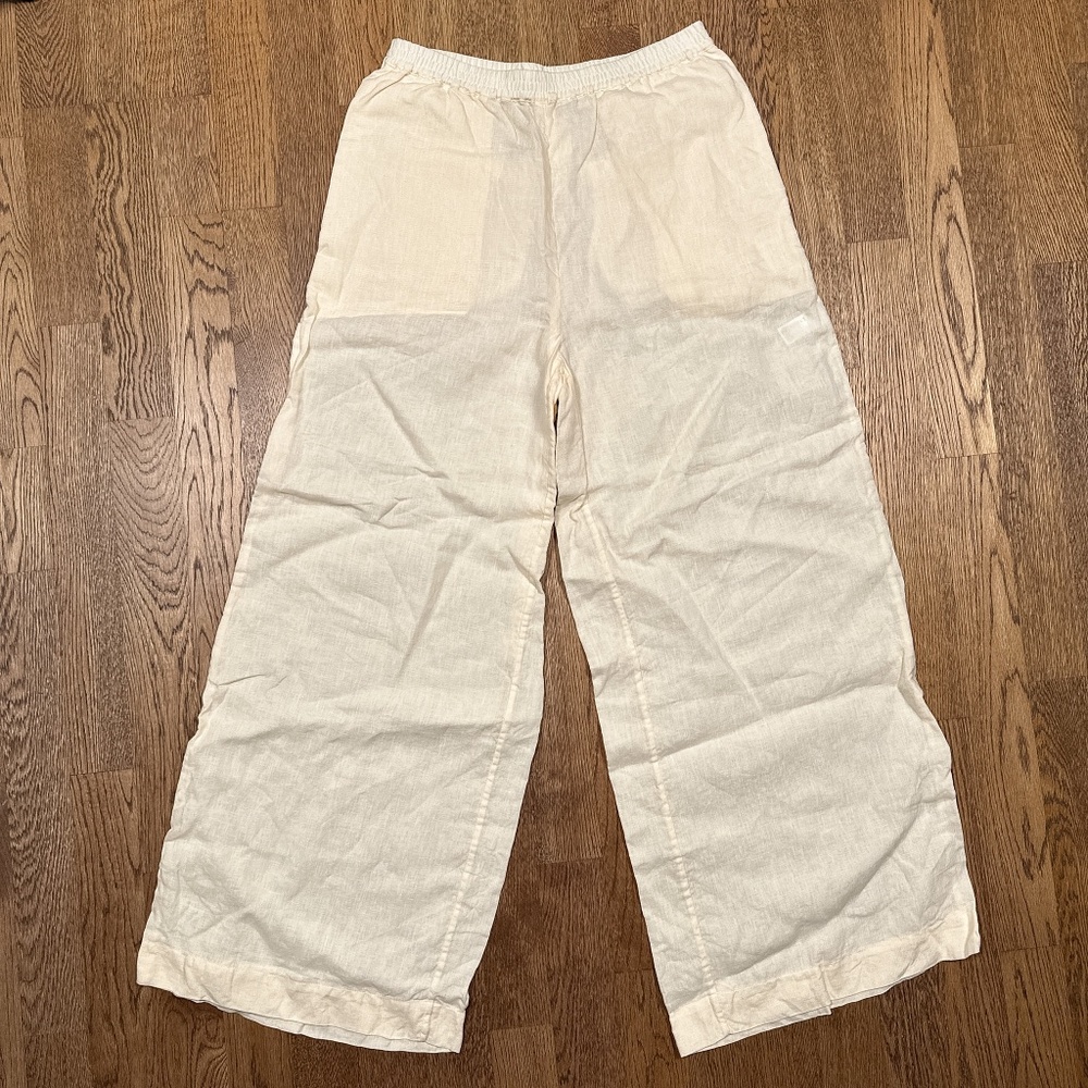 ERES Clothing Linen Wide Leg Peach Elastic Waist Lightweight Pants Womens 10